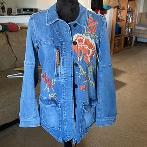 Anthropologie RARE NWT embroidered denim jacket XS